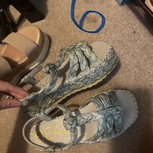 Matisse Braided Espadrille Sandals in Sage Green